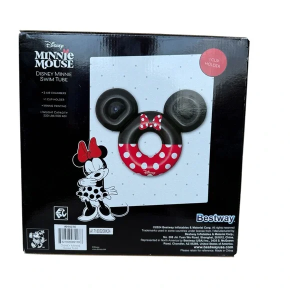 Disney Minnie Mouse Inflatable Swim Tube With Cup Holder & Storage Space - Picture 7 of 7